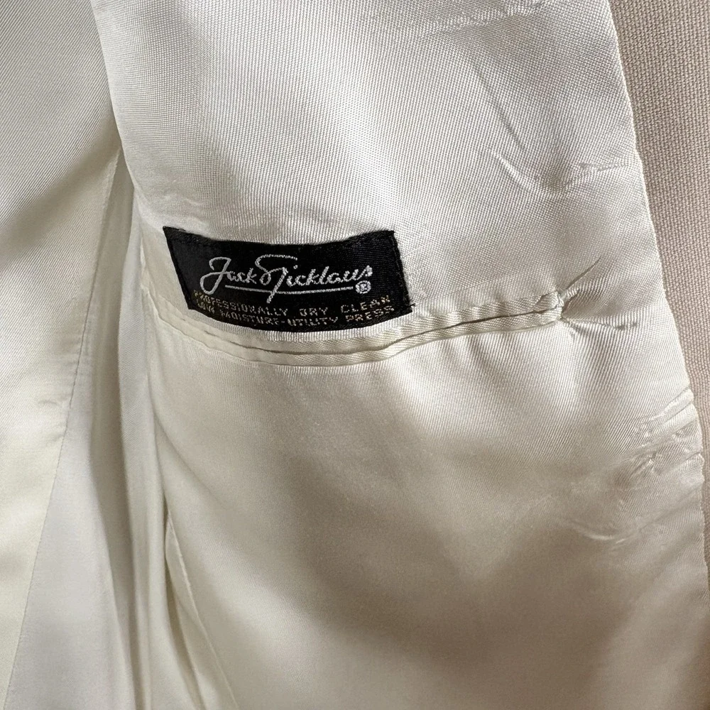Hart Schaffner Marx‎ Dillards Beige Tan Blazer  J Nicklaus  42S  Gold Button VTG